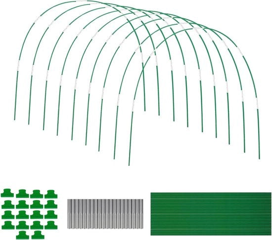 Set di 36 supporti per letto elevato, 17 pollici - Supporti per reti tunnel - Supporti per piante con clip in vetroresina rimovibili con 18 clip per reti - Supporti per reti tunnel con sottosupporto per tunnel per piante