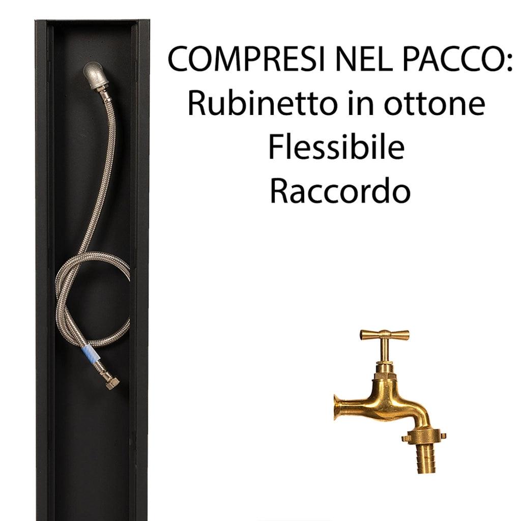 Fontana da Giardino Design a Colonna Ovale Rubinetto in Ottone Senza Base Antracite