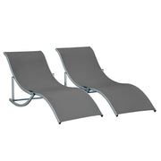 SET 2 SDRAIO DA GIARDINO PIEGHEVOLI 61 X 165 X 63 CM COLORE GRIGIO SCURO