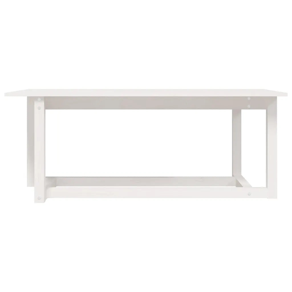 Tavolino da Salotto Bianco 110x55x45 cm Legno Massello di Pino 822168