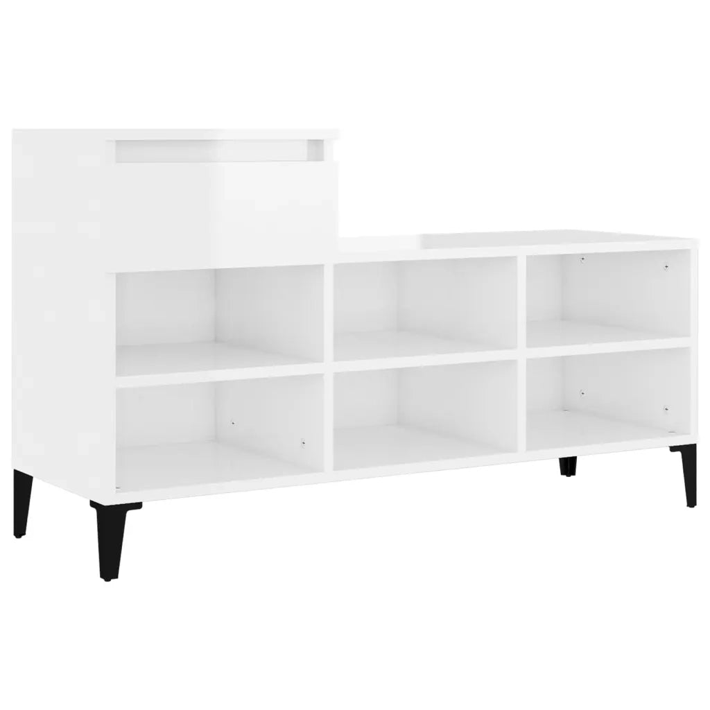 Scarpiera | Mobile per scarpe Bianco Lucido 102x36x60 cm in Legno Multistrato