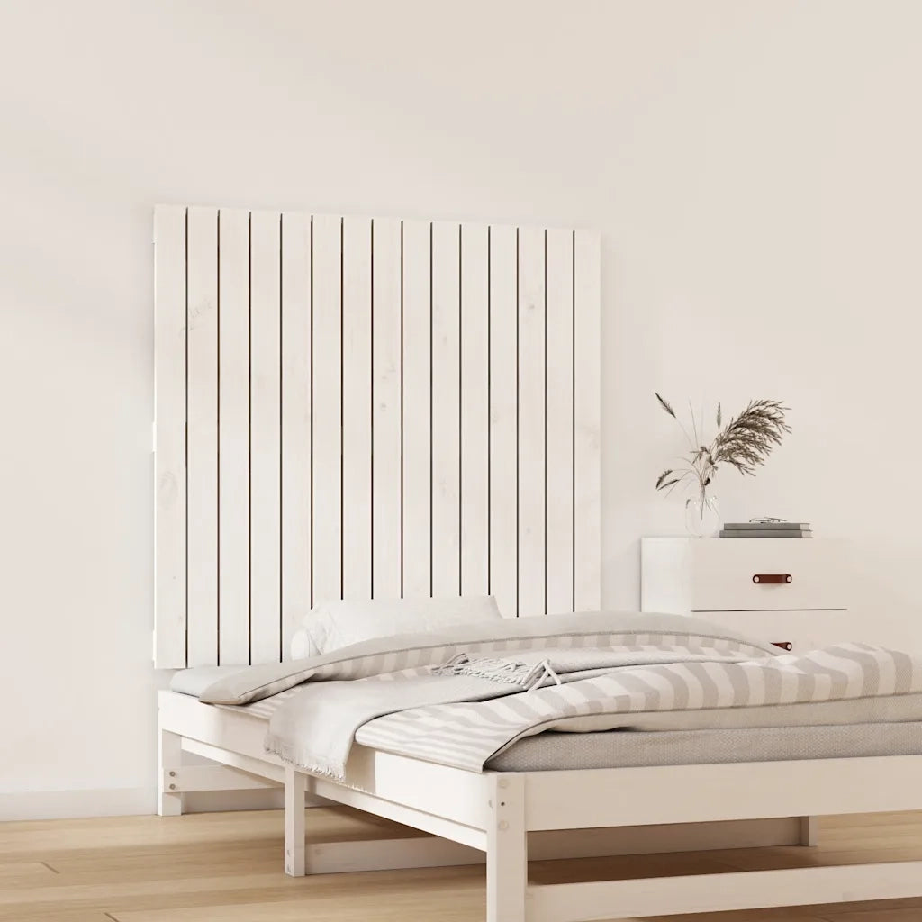 Testiera | Testata da Parete Bianca 95,5x3x90cm in Legno Massello di Pino