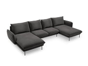 Cosmopolitan Design - Divano panoramico "Vienna" 6 posti in velluto grigio scuro 