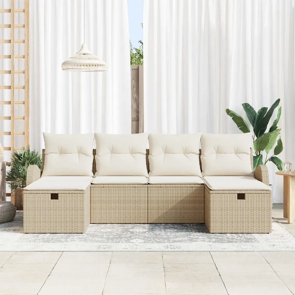 Set di divani con cuscino 6 pcs Beige e Crema polyrattan