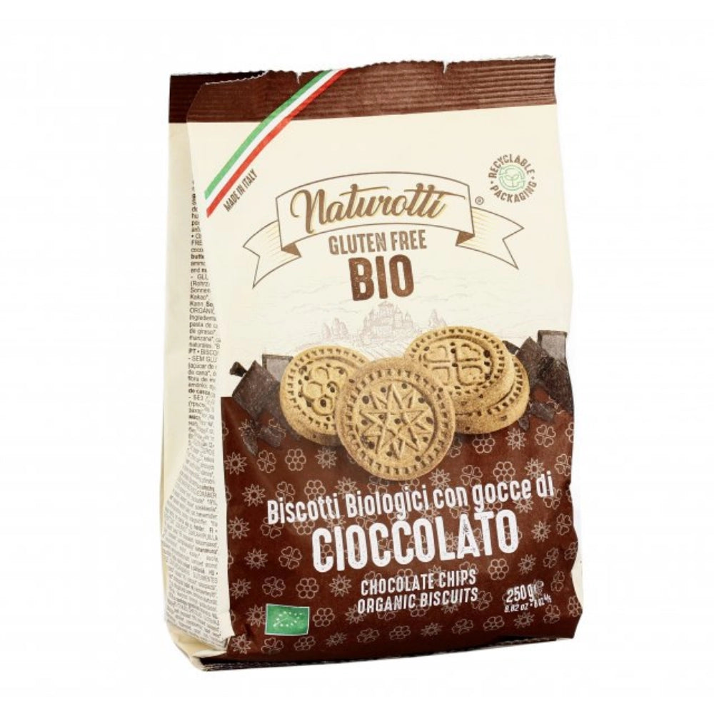 Pasta natura biscotti naturotti con gocce di cioccolato 12 confezioni da 250 grammi