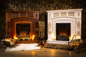 Camino Elettrico da Pavimento 112x115x30 cm Effetto Fiamma 2000W Amsterdam & Galileo Gold Noce