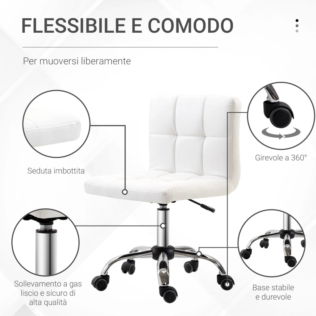 EasyComfort Sedia da Ufficio Ergonomica, Sedia Girevole Altezza Regolabile in Pelle Sintetica 46 × 51 × 80-92cm