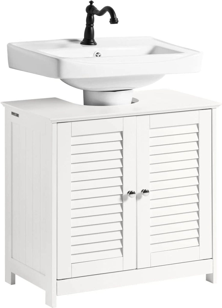 Mobile Bagno Sottolavabo - Mobiletto Bagno Salvaspazio con Mensole Regolabili, Mobile Lavabo in MDF, Antimuffa con Porta a Lamelle, per lavabo a muro, Grigio Scuro, 60x58x35cm, FRG237-DG