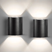 Set 2 Applique LED da Parete 2 LED Design Curvo Compatto IP65 Interno/Esterno Luce Naturale o Fredda Nero o Bianco Luce naturale - Nero