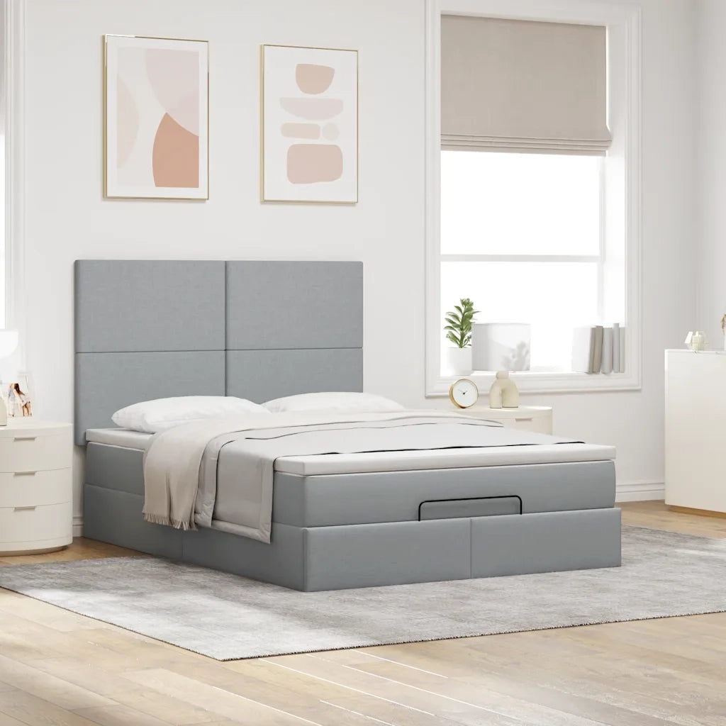 Struttura Letto Pouf con Materasso 140x190 cm in Tessuto 3313071
