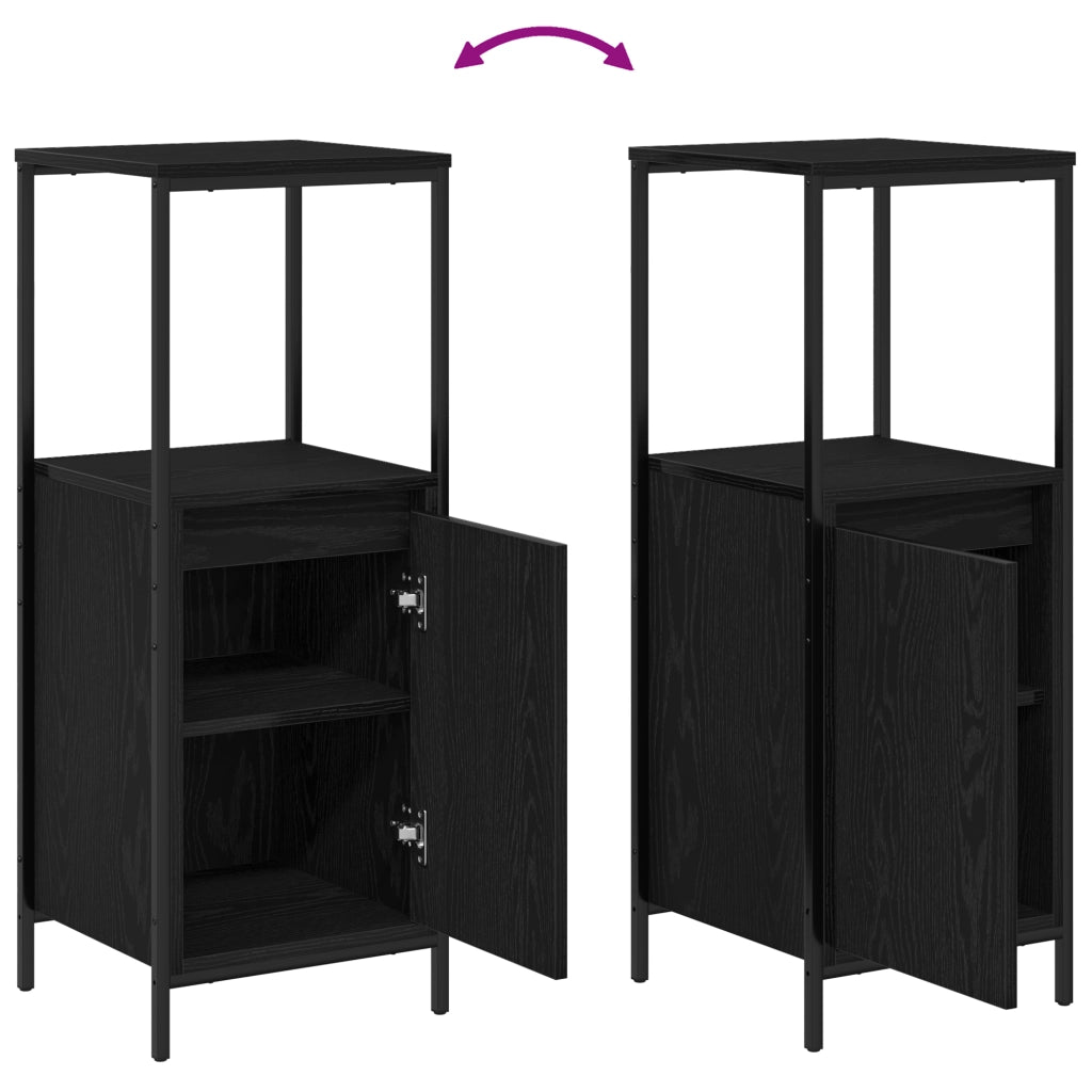 Set di Mobili da Bagno 3 Pezzi in Rovere Nero in Legno Ingegnerizzato