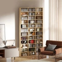 Organizzatore per CD e DVD, biblioteca scaffale archiviazione 1116 CD/528 DVD, 36 scomparti e ripiani regolabili, rovere
