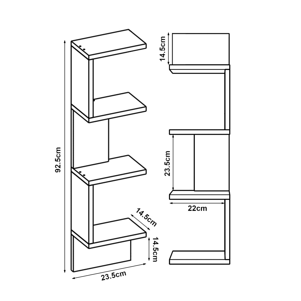 Set Omn 2 Scaffali da Parete Libreria a Muro 93x24x15 cm Bianco / Effetto Legno [en.casa]