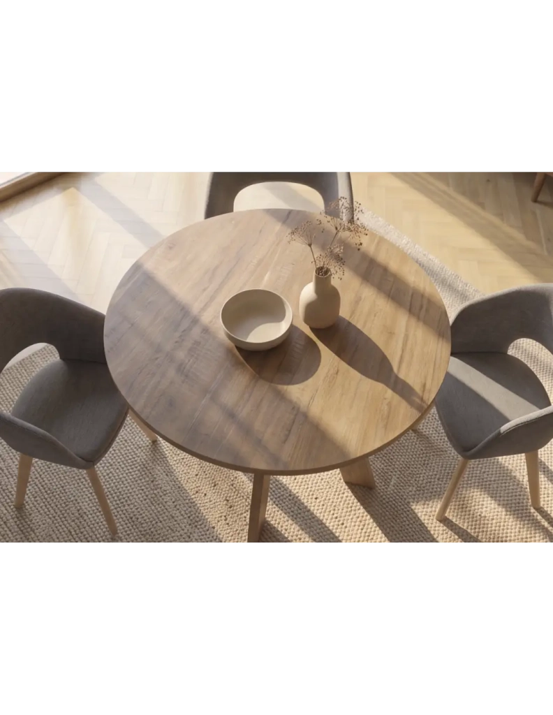 Tavolo da pranzo rotondo ELYA 100 cm in legno massello di mango – 4 posti
