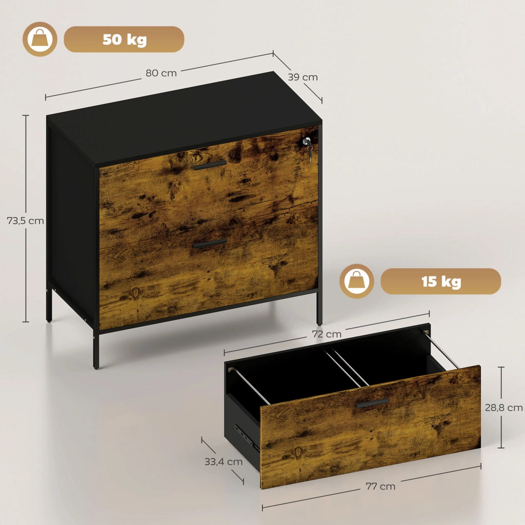 Scrivania con cassetti e archivio ¨C zephmum ¨C 80x39x73,5 cm Marrone