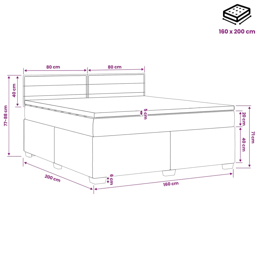 Letto box spring con materasso Nero 160 x 200 cm Tessuto 3450511