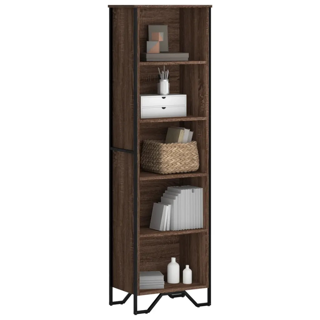 Libreria-Scaffale per Libri-Mobile di Stoccaggio Rovere Marrone 50x31x169 cm in Legno Multistrato
