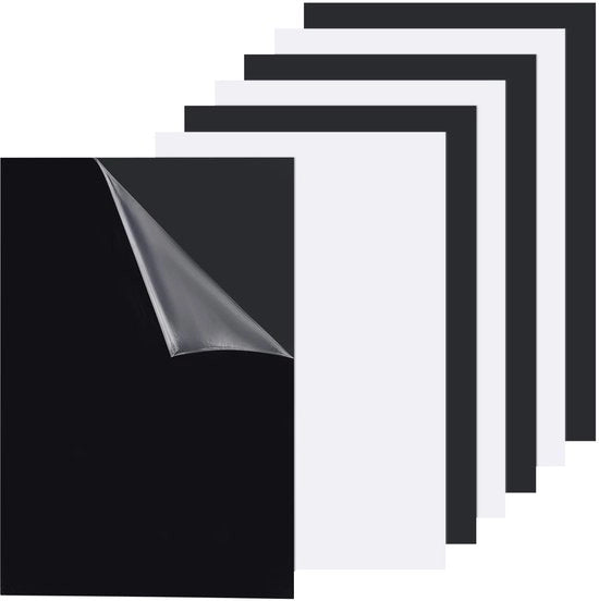 Piastre in ABS - 6 Facciate Nera/Bianca - 19,9 cm x 30,1 cm - 0,5 mm Spessore - Resistente all'UV - Impermeabile - Adatta per Artigianato e Fotografia - Olio di Poliammide