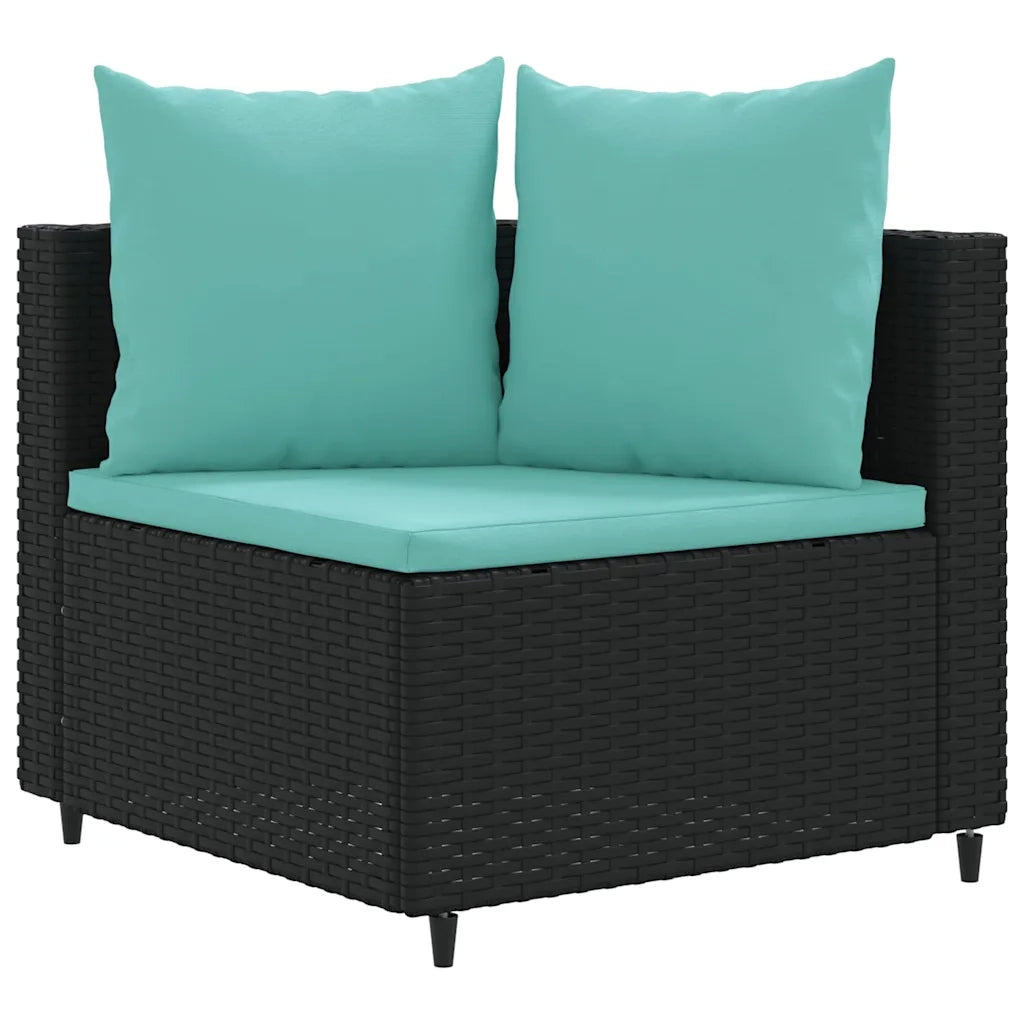 Set Divani da Giardino 3 pz | Set Salotto da Giardino con Cuscini in Polyrattan Nero