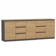 Cassettiera costa 1d3s/2d3s BA antracite rovere artisan per camera e soggiorno