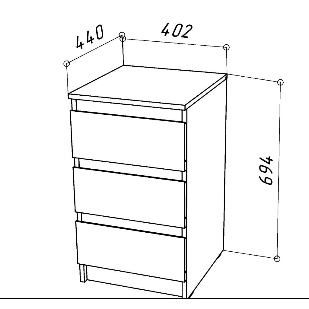 Commode SOLA - Rovere Sonoma - 3 Cassetti - Larghezza 40 cm, Altezza 69 cm, Profondit? 43 cm