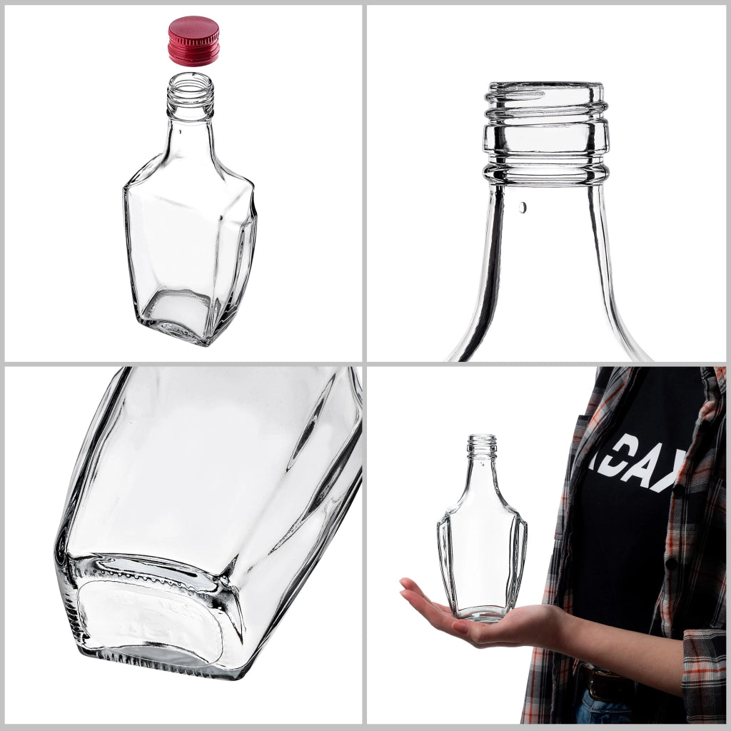 KADAX Bottiglia in Vetro per Tintura 250ml Con Tappo Rosso 50pz.