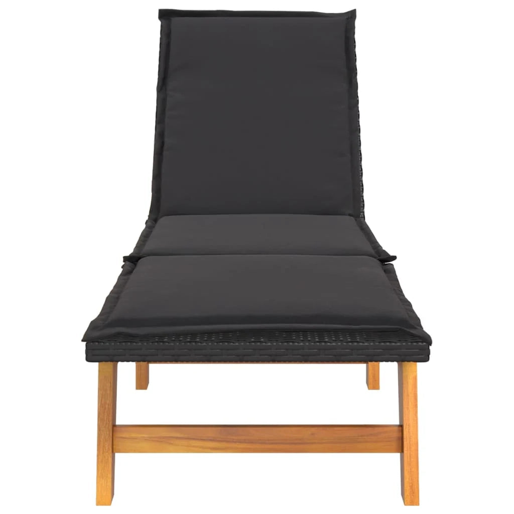 Lettino prendisole sedia a sdraio lettino prendisole letto da giardino mobili da esterno per patio con tavolo resina intrecciata e legno massello di acacia 02_0012691