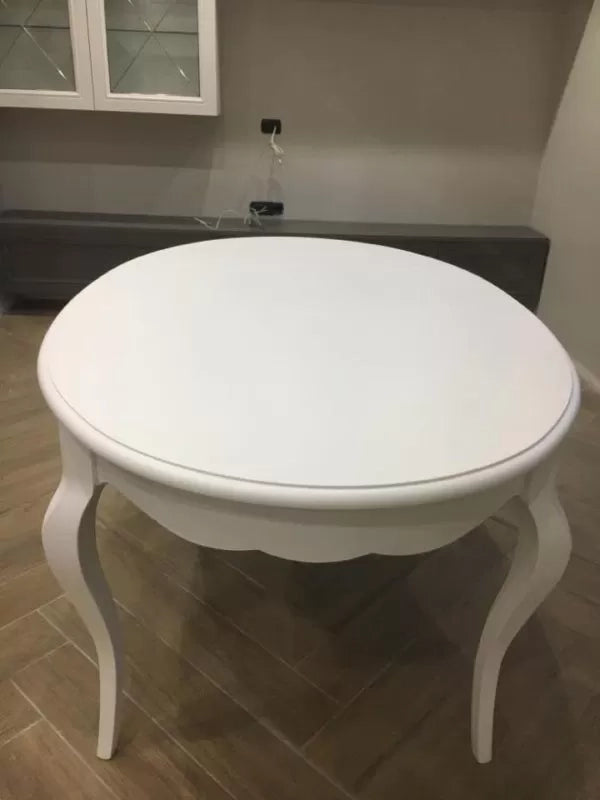 Tavolo rotondo bianco laccato shabby classico 120 h.78 - Mobili 2G