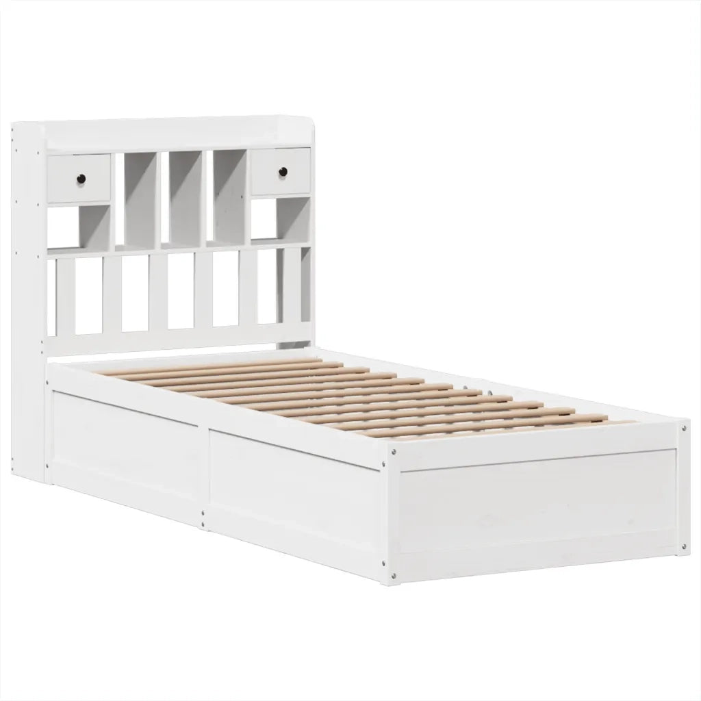 Giroletto senza Materasso-Struttura Letto Bianco 90x200 cm Legno Massello Pino 642801