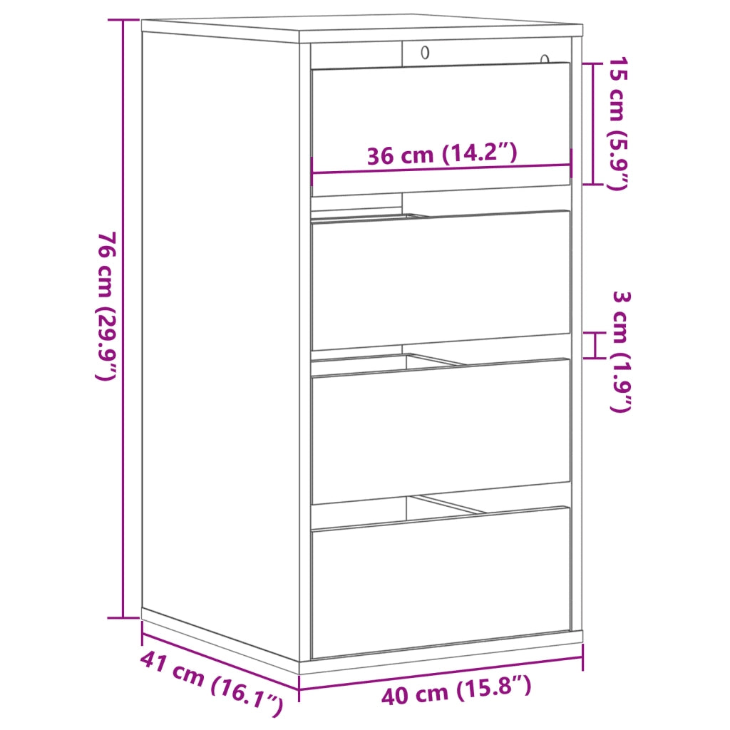Cassettiera Angolare Grigio Sonoma 40x41x76cm Legno Multistrato 852866