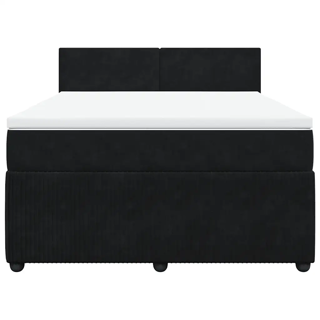 Giroletto a Molle con Materasso Nero 160x200 cm in Velluto 3287778