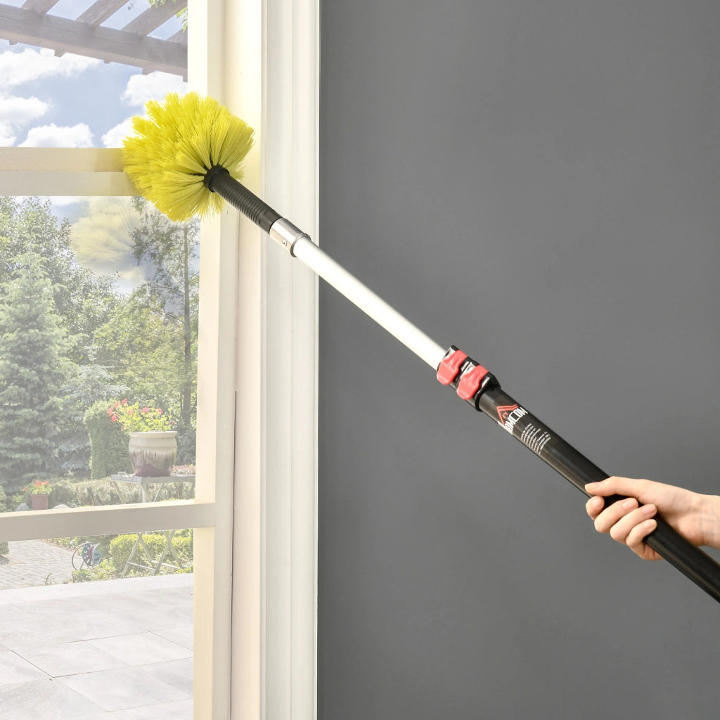 Kit per Pulizia della Casa con Asta di Prolunga,Spolverino per Ragnatele,Spolverino in Microfibra e Spolverino per Ventilatore a Soffitto,Giallo e Grigio