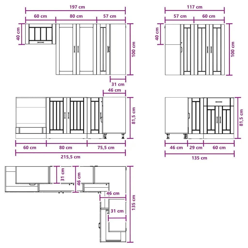 Unità Cucina LUCCA 8 pcs Bianco Lucido Legno ingegnerizzato 3438481