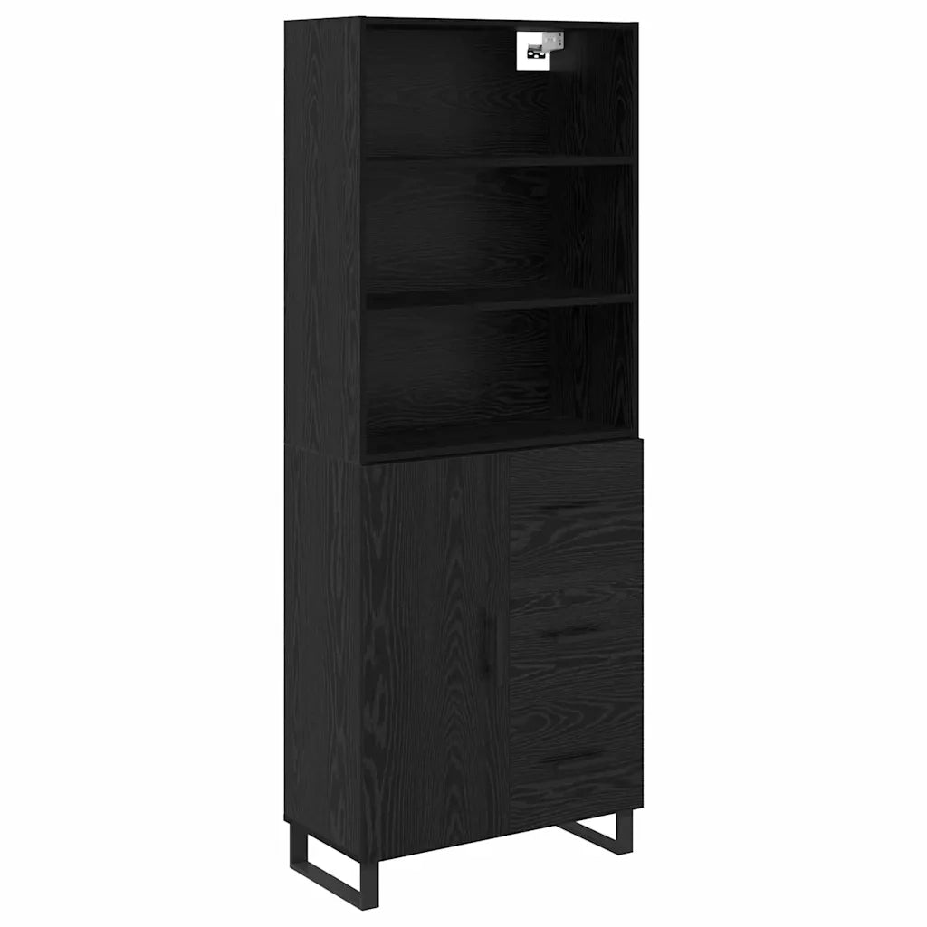 Credenza con cassetto 2 pcs Rovere Nero Legno multistrato