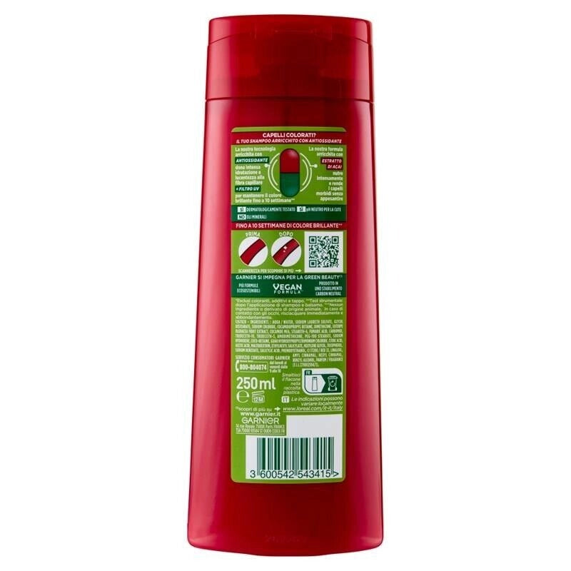 GARNIER FRUCTIS SHAMPOO 250 ML COLOR RESIST FINO A 10 SETTIMANE DI COLORE BRILLANTE CON ESTRATTO DI ACAI