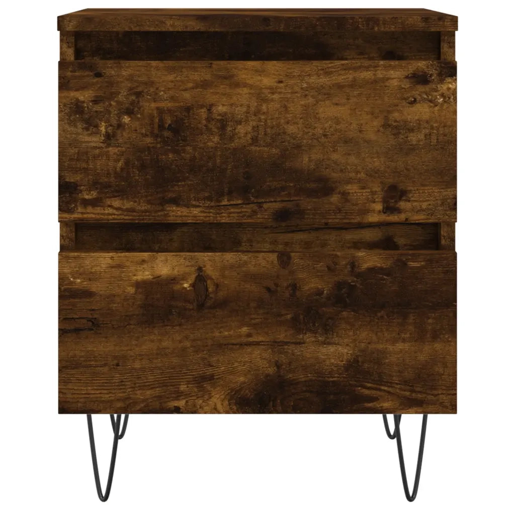 Set di 2 Comodini | Armadio da Notte | Mobiletto da notte Rovere Fumo 40x35x50 cm in Legno Multistrato