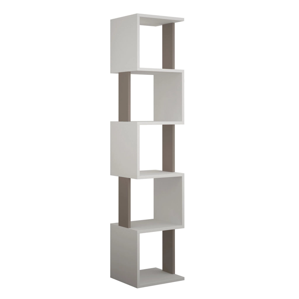 Libreria in legno "Piri" - 35 x 30 x 161 cm - Bianco Mocha Chiaro