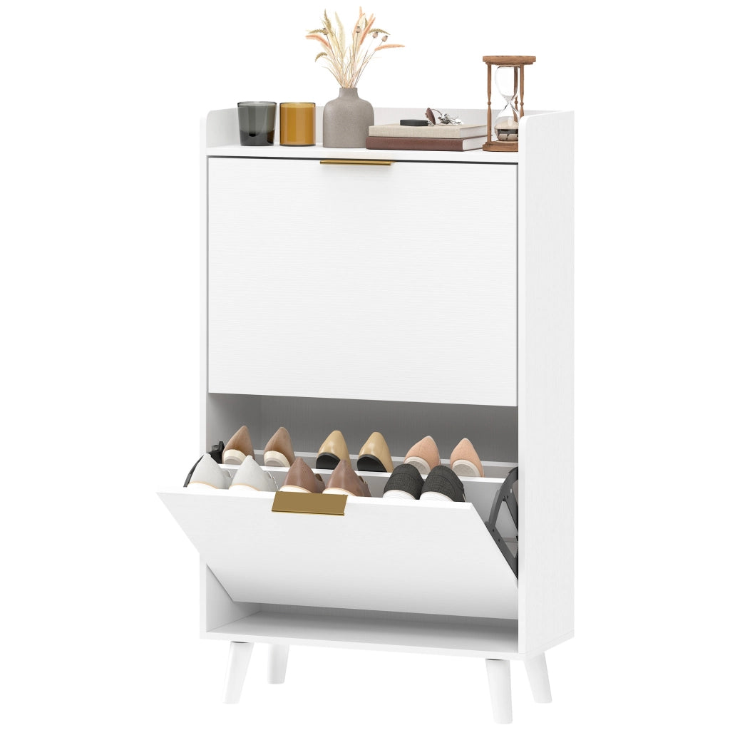 Scarpiera 12 paia con 2 cassetti e ripiani regolabili ¨C Zephmum ¨C Bianco