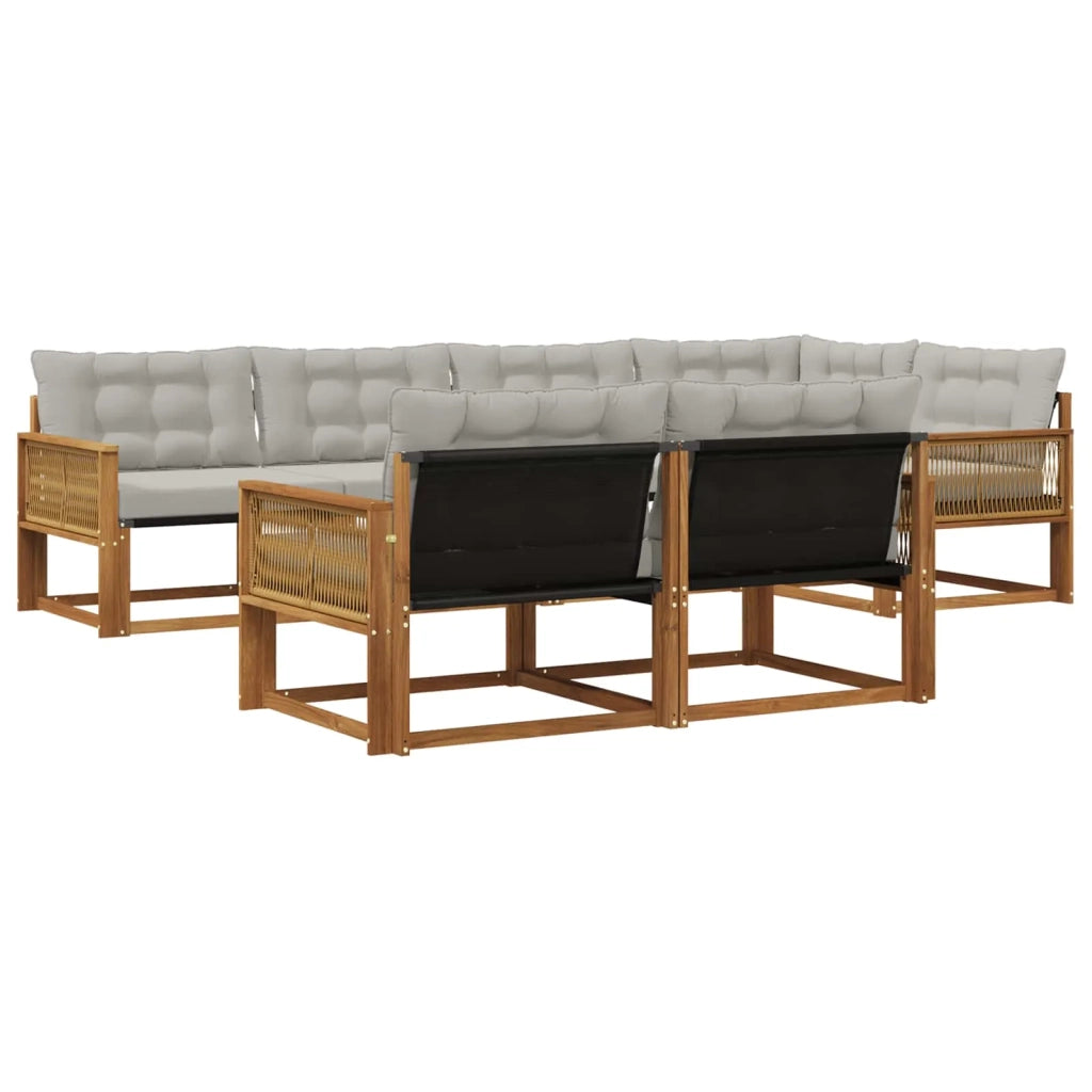 Set di divani da esterno 7 pz Naturale e Grigio Chiaro 3381491