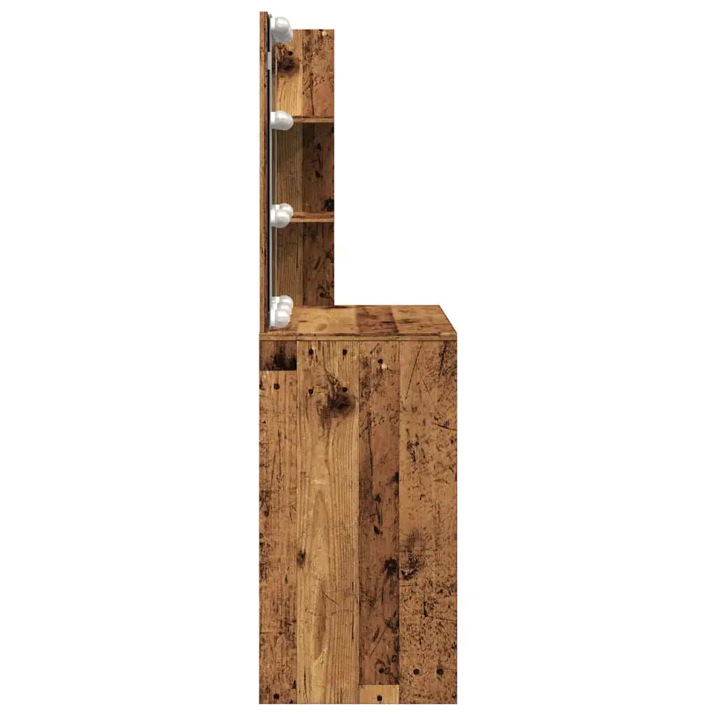 vidaXL Toeletta con LED Legno Antico 60x40x140 cm