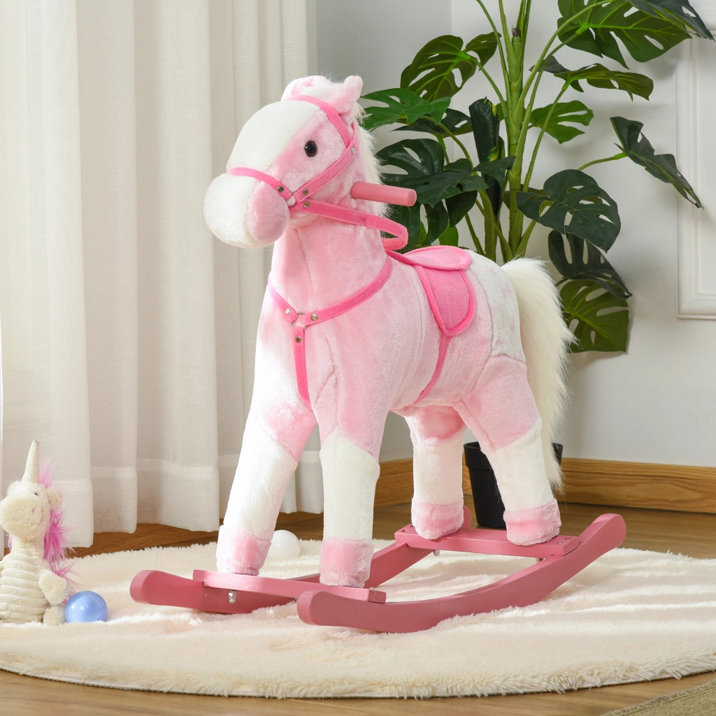 Cavallo a Dondolo in Legno ¨C zephmum ¨C Rosa 74x28x65 cm