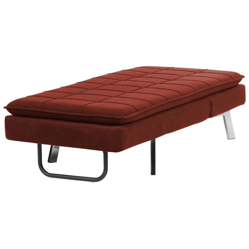 Chaise longue Tessuto Rosso capitonnè Schienale e Gambe Regolabili Modern Glam