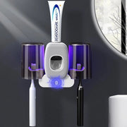 Dispensatore di dentifricio automatico - Ospite per spazzolino da denti spaziale per bagno con installazione a parete - Grigio