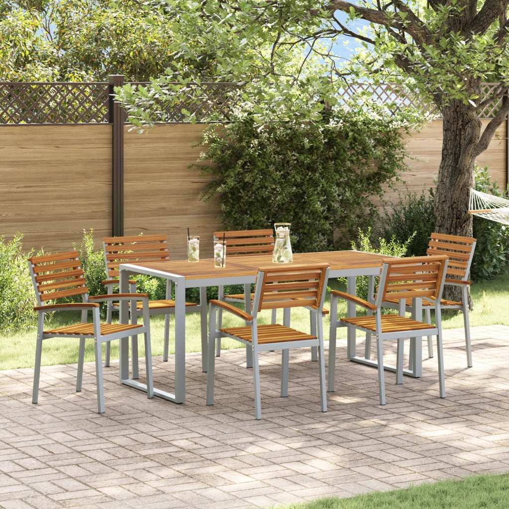 Set da Pranzo da Giardino in legno solido di acacia e metallo