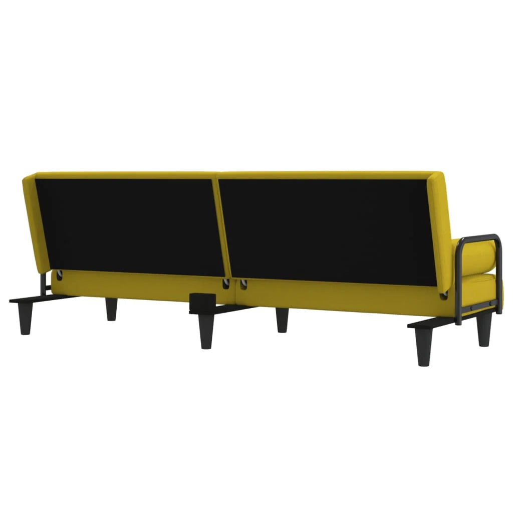 Divano letto con braccioli tessuto giallo chiaro 02_0019248