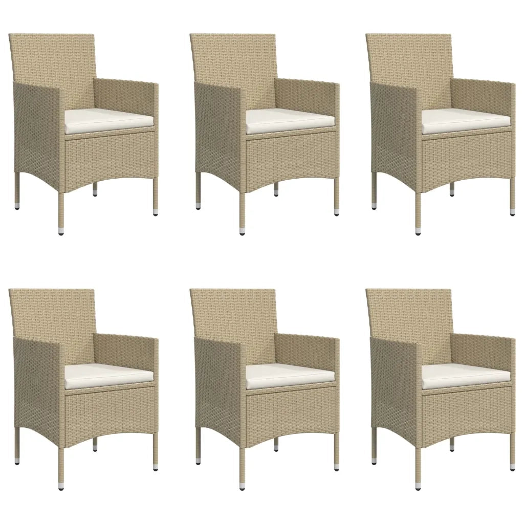 Set da Pranzo da Giardino 7 pz con Cuscini Beige e Nero cod mxl 40047
