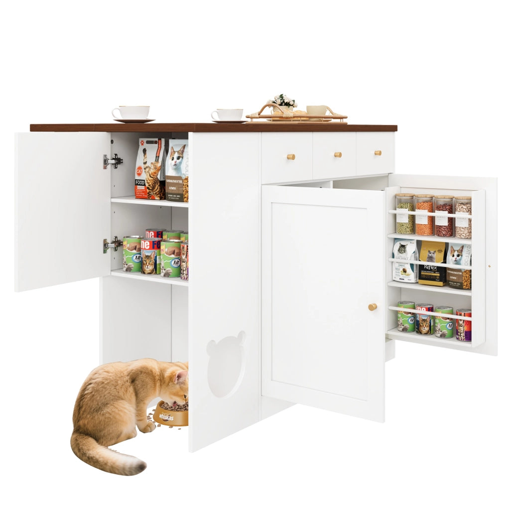 Tavolo da Cucina con Cassetti e Piano Estraibile ¨C MINIMAL ¨C Bianco/Noce 120x70x90 cm