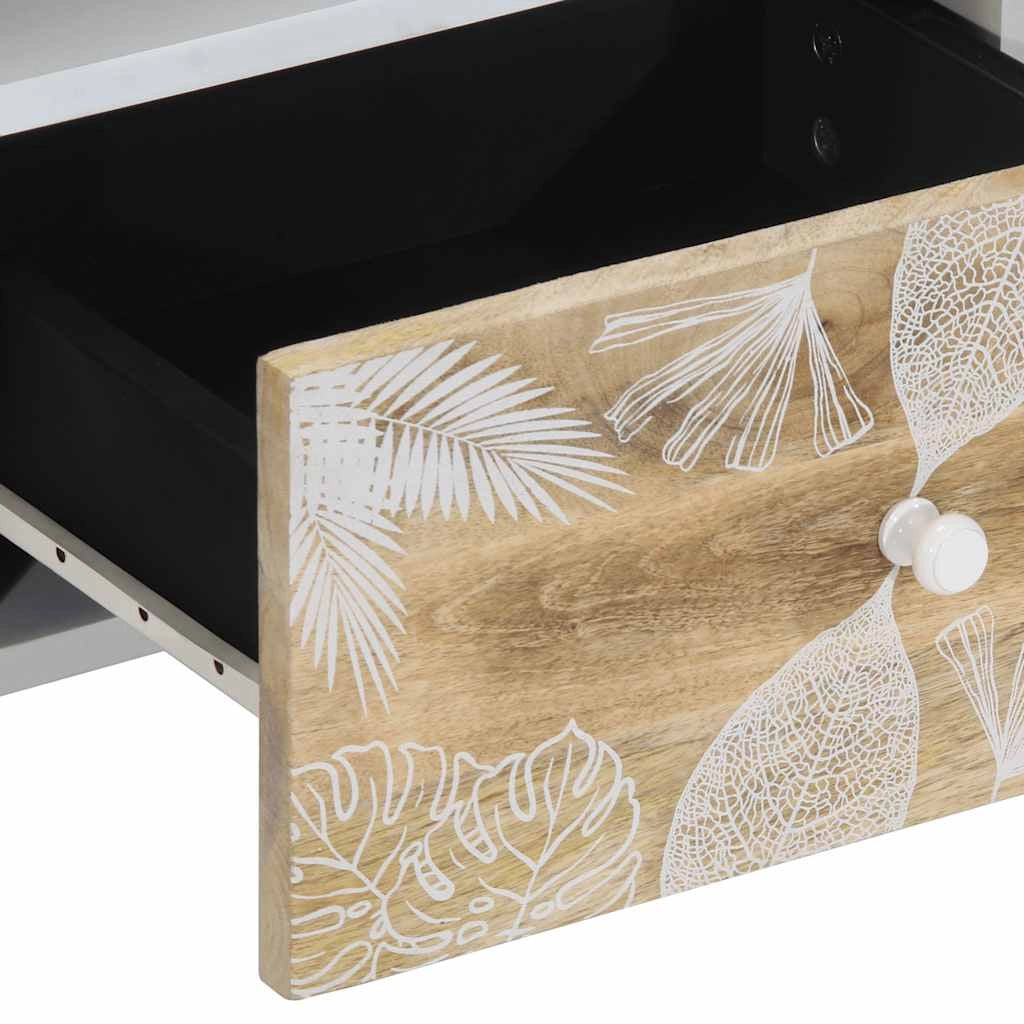 Mobile porta TV con cassetto e ripiani 100 x 33,5 x 46 cm pratico contenitore stile moderno legno di mango naturale 02_0057846