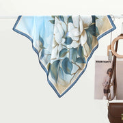 Sciarpa da donna in seta verde stampata, stile coreano, alla moda e versatile, sciarpa/fascia per il collo decorativa.