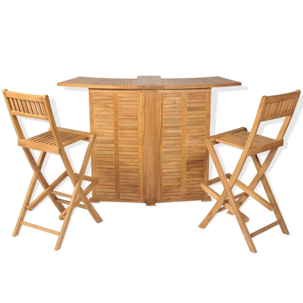 Set da Bistrot 3 pz con Sedie Pieghevoli in Massello di Teak 43805